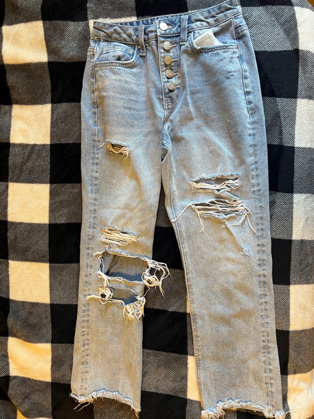 Altar’d State Mica Denim Light Blue Denim Jeans - Size 24 distressed